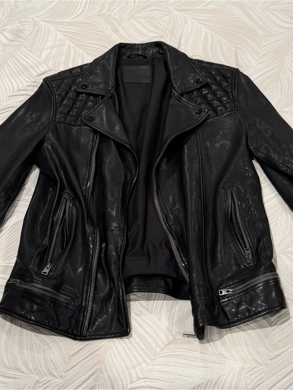 Mens AllSaints Genuine Leather Jacket | Large | Excellent Condition